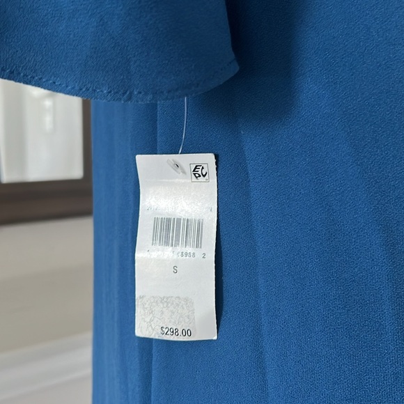 Trina Turk Gull One-Shoulder Asymmetric Fringed Dress in Denim, Size S New w/Tag - Picture 12 of 13